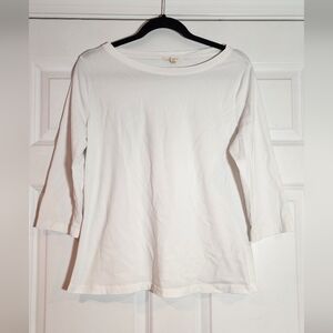 Seasalt Cornwall Women's White Organic Cotton 3/4 Sleeve Top Size 12
